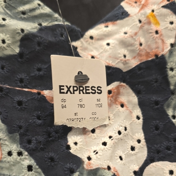 Express Black and Pink Cotton Floral Mini Dress - Picture 3 of 16